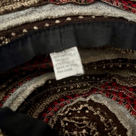 EUC Patchwork Bucket Hat with Red an Brown Contrast Prints - Picture 6 of 7